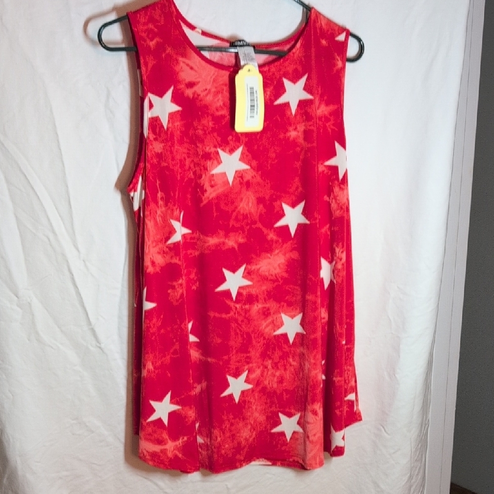 HEIMISH USA Red Sleeveless Tank Top with Star Pattern